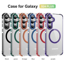 Transparant magnetisch pantser telefoonhoesje voor iPhone 15 14 plus 13 12 Pro Max Samsung Galaxy S24 A15 A05S Duidelijke draadloze lading bumperhoes