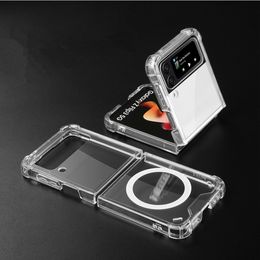 Étui magnétique Transparent pour Samsung Galaxy Z Flip 5 4 3 Z Fold 5/4/3 5G, coque de téléphone avec aimant Sport, Charge sans fil