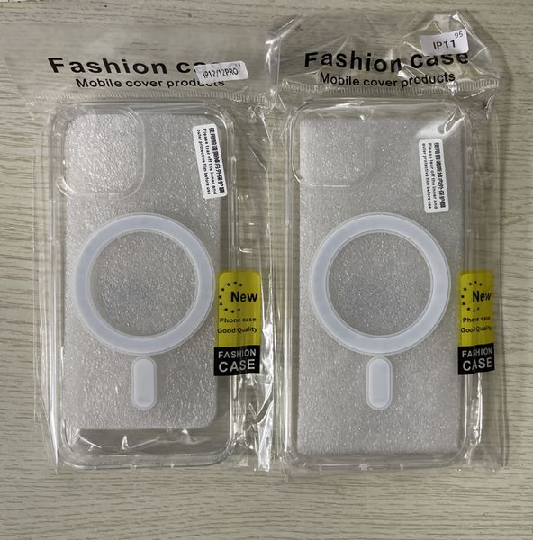 Funda magnética transparente para carga inalámbrica Magsafe para iPhone 15 14 13 12 11 Pro Max Plus, accesorios de cubierta a prueba de golpes