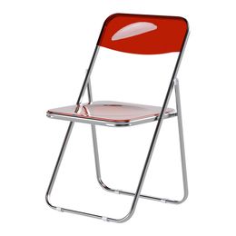 Chaise de maquillage transparente filet acrylique rouge ins style tabouret dossier simple ménage chaise à manger magasin de vêtements chaise pliante