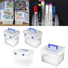 Transparante markerpennen Opslagbox Container Art Craft Tray Office Desk Organisor Home School Studenten Bestudeer aanbod Y0817