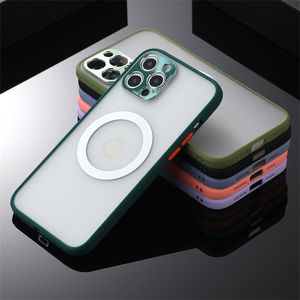 Transparante Matte Kleur Magnetische Telefoon Gevallen voor iPhone 12 MAX MINI 11 X XS XR 8 MAGSAFE Oplader Magneet TPU Bescherm Beschermende Cover Draadloze Bumper Case