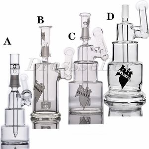 Transparente Hit Man 14 mm Junta Bongs de vidrio transparente Tuberías de agua Classic Brilliance Cake Reciclador doble Pipa para fumar Dab Rigs