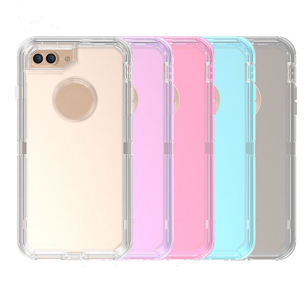 Coque transparente pour téléphone portable pour iphone 8 Plus 6 4,7 pouces 6s 7plus 5,5 pouces Soft TPU Hard PC Back Cover