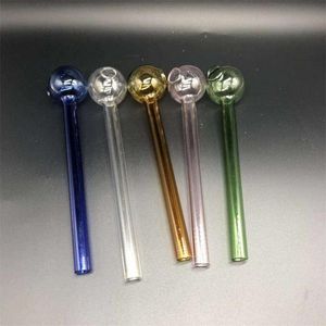 Tuyau de brûleur à mazout transparent Couleur unie Pipes à fumer en verre Pyrex clair Narguilés de poche Shisha Bongs à eau Accessoires Faits à la main 1 8ps E19