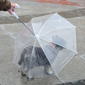 Paraguas transparente PE para mascotas Perro pequeño Cachorro Paraguas Equipo de lluvia con correas para perros Mantiene a las mascotas Viajes al aire libre Suministros WX9-1314