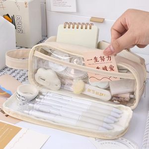 Transparent Pencil Bag Stationery Case Pouch Aesthetic Large Capacity Pen Girl Zipper Storage School Supplies