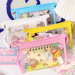 Crayon transparent crayon ins grande capacité pvc sac sac dessin animé sachets de voyage kawaii papinerie cosmétique