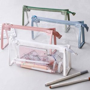 Transparent Pencil Case PVC Kawaii Waterproof Bags For Students Stationery School Supplies Portable Pen Pouch Bag