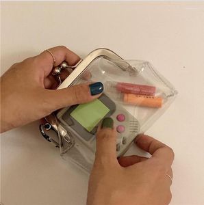 Transparante potloodkast eenvoudig Iron Clip Bag PVC Materiaal draagbare opslagverandering Kleine objecten Coin lippenstift Cosmetica