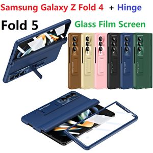 Support en cuir PU pour Samsung Galaxy Z pli 4 pli 3 pli 5 étui charnière Film de protection couverture d'écran en verre