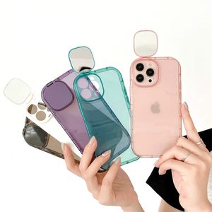 Étuis de téléphone transparents avec support de miroir de maquillage à rabat pour appareil photo dames pour iphone 14 Pro Max 13 12 11 Xs XR couverture Anti-chute