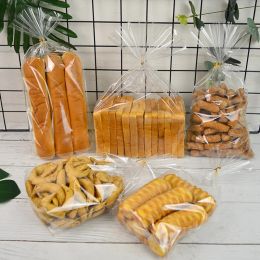 Bolsas de plástico transparente para embalaje de galletas, piruleta de caramelo con lazos de sellado, pegatina de copo de nieve, bolsa de pan tostado para fiesta