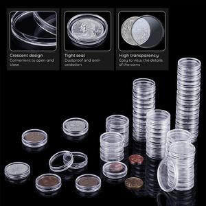 Transparante plastic muntcapsules, muntenverzamelingsdoos, behuizing voor muntenopslag, 21-45 mm, 10 pc's, 25 pc's