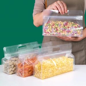 Transparent Plastic Flat Bottom Bag Food Nuts Storage Pouches Clear Zip Self Sealing Stand Up Packaging Bag SN4182