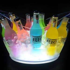 Seau à Champagne en plastique Transparent LED lumineux de 8 litres, seau à bière KTV, vin étranger, seau à grains de glace