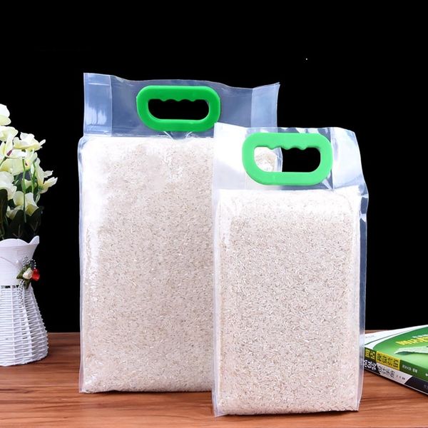 Sacs d'emballage en plastique transparent pour grains de riz en nylon sac sous vide de qualité alimentaire grande poche organiseur de poche de rangement de cuisine