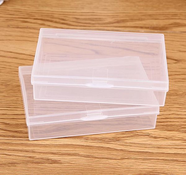 Caja de almacenamiento de plástico transparente Cajas de almacenamiento de joyería de plástico cuadrado transparente Caja de tarjeta de visita 9.2 * 6 * 2 cm SN4973