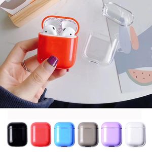 Étuis de protection transparents pour Apple Earphone Airpods 1 2 PC Coque rigide anti-poussière Housse anti-chute