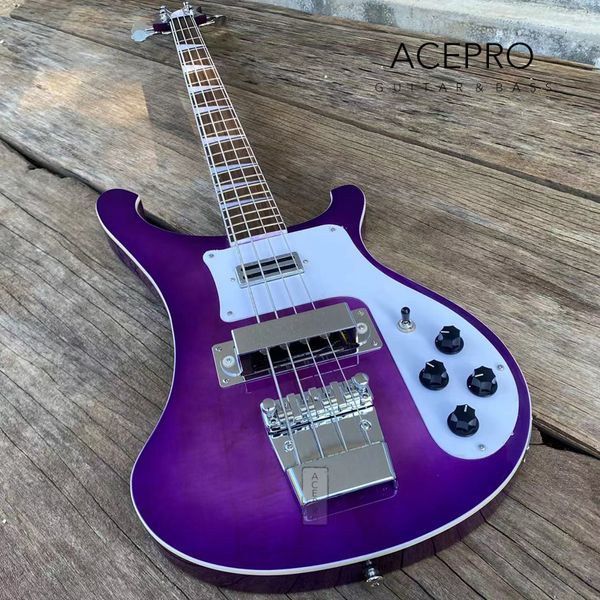 Couleur violette transparente 4 cordes guitare basse électrique corps en tilleul manche en érable blanc Pickguard de haute qualité livraison gratuite