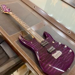 Guitarra eléctrica transparente Purple Music Man JP6, firma de John Petrucci musicman, 6 cuerdas, guitarra personalizada con perno en el cuello