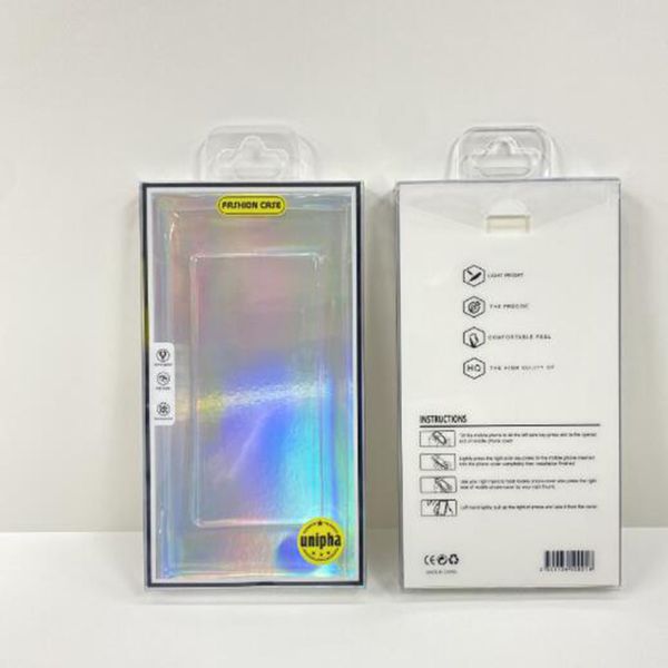 Caja de paquete al por menor de blíster de PVC transparente para caja de teléfono móvil Caja de embalaje de cartón láser de carcasa para Iphone 4.7 a 6.7 pulgadas