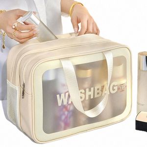 Sac cosmétique à double couche transparent PVC Sac de toilette de voyage imperméable Stockage Organisez le sac de maquillage PU grande capacité W Sac D9xj #