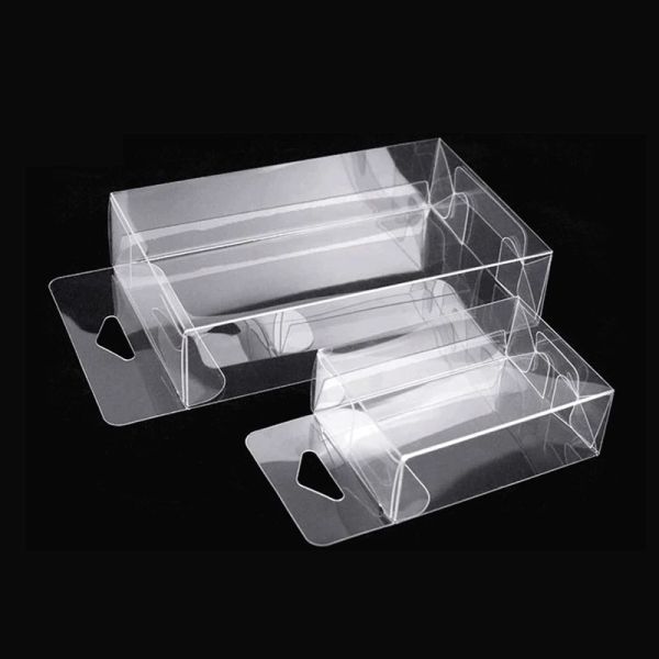 Caja de regalo de PVC transparente con caja de plástico transparente para el gancho para la caja de teléfonos móviles Cosmética Empacaje de la caja de almacenamiento de plástico 50 piezas/lote