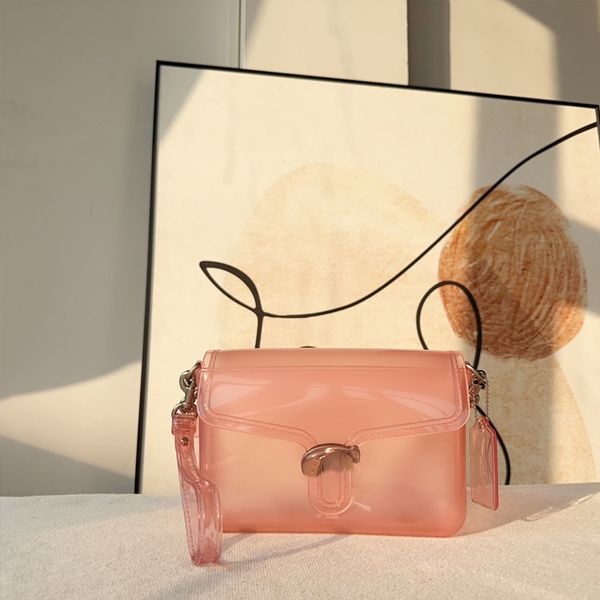 Transparent Pvc Jelly Bag Sac À Bandoulière Designer Sac À Main Clear Summer Cross Body Pulse Haute Qualité Flap Messenger Sacs Lettre Matériel Boucle Embrayage