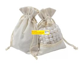 Transparent PVC fenêtre dentelle cordon pochette bijoux perles sac de rangement coton toile de jute sacs-cadeaux pour mariage