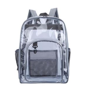 Transparante PVC Damesrugzak Effen Kleur Casual Helder Waterdicht Student Schooltassen Mode Reisrugzak voor Heren Dames