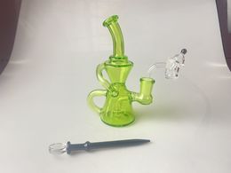 Narguilé en verre recycleur transparent, tuyau de plate-forme pétrolière carta, bleu ou vert, joint de 14 mm, concessions de prix, bienvenue sur commande