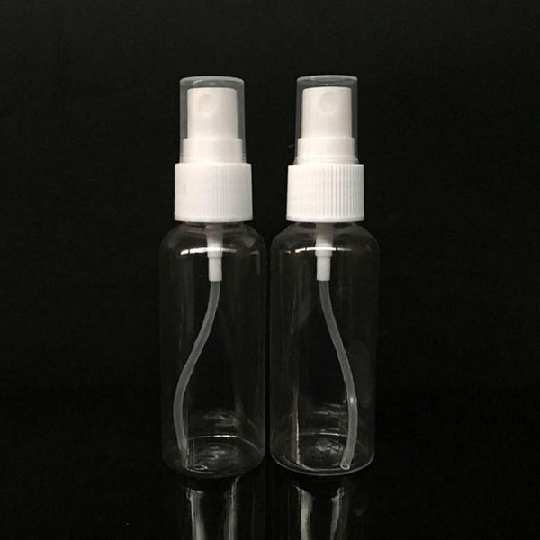 Botellas de spray de plástico recargables transparentes 50 ml Aceite esencial E Líquido Atomizador vacío Maquillaje Perfume Botellas de plástico a la venta