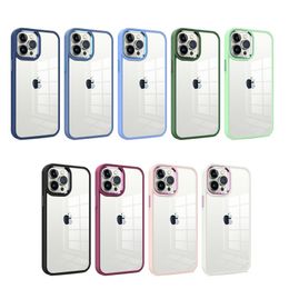 Transparant heldere robuuste hybride acryl -telefoonhoesjes voor iPhone 7 8 x xr XS 11 12 Mini 13 Pro 14 Pro Max Samsung S21 S22 plus S23 Ultra Metal Shockproof Covers