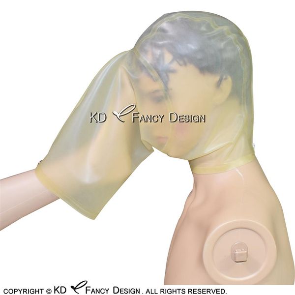 Accesorios de disfraz de capucha de látex Sexy transparente con bolsa de pies con cremallera en la parte posterior sin máscara de goma abierta de fosa nasal 0205263S