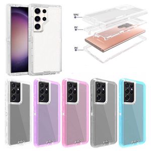 Cas à l'épreuve des chocs transparents 3 en 1 étui dur armure hybride acrylique pour 14 15 plus 13 12 11 Pro Xs max xr 8 7 6 Plus Samsung Note 10 S23