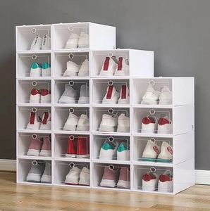 Boîte à chaussures transparente organisateurs de chaussures épaissie pliable boîte de rangement anti-poussière armoire combinée empilable vente