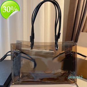 Transparante Winkelen Tas Tote Clear Handtas PVC Jelly Schoudertassen Mode Brief Interieur Pocket Portefeuilles Dame Handtassen 22