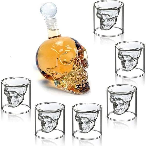 Verre de crâne transparent Vin Decanterwhiskey Skull S Glemess Skeleton Verre de vin pour le bar Famille Halloween Decoration Mug 240127
