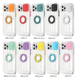 Transparante Zachte Siliconen Back Cases voor Samsung Galaxy S 22 S22 Ultra Plus Pro S22ULTRA 5G Ringhouder Push Camera Protect Cover