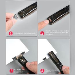 Transparant Stapler Office Accessories Grapadora Stationery File Paper Pusher Clamp Metal Clip School Supplies Push Clip STAPLER