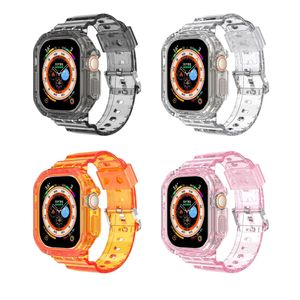 Transparante riem met case voor Apple Watch Band Ultra 49mm Fashion Watchband Bracelet Correa 2 in 1 robuuste kisten Iwatch Ultra 49 polsbandje