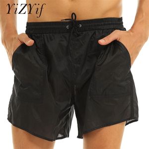 Maillots de bain transparents Shorts de bain pour hommes Sexy Cordon solide Short de plage à séchage rapide Homme Maillot de bain avec slip en maille Bulitin 220617