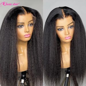 Transparante Zwitserse HD Lace Front menselijk haar pruik Kinky rechte pre geplukt 360 full lace pruik Yaki rechte pruik 130% dichtheid