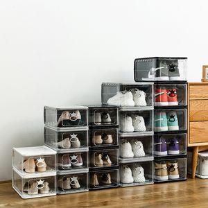 Transparant verdikte plastic duidelijke schoenendoos afneembare stapelbare combinatie schoenen containerboxen organizer bakken opslag stofdichte kast JY0821