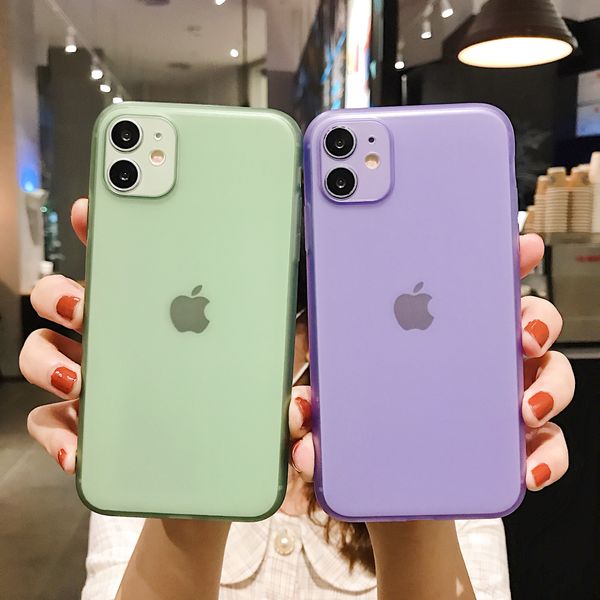 Coque de téléphone souple couleur givrée transparente en TPU pour iPhone 11 Pro X XR XS Max 8 Plus SE étui de protection pour pare-chocs arrière