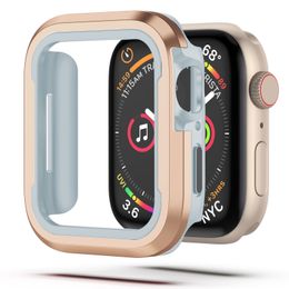 Coque de protection transparente en TPU pour montre plein écran en alliage d'aluminium avec cadre en métal anti-chute 40 mm 41 mm 44 mm 45 mm Housse de protection pour Apple Watch Series 4/5/6/7/8