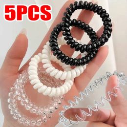 Transparante TPU -haarbanden voor vrouwen Haaraccessoires Girl Telefoon Cord Spiral Hair Ties Gum Cute Elastic Hair Rings Band