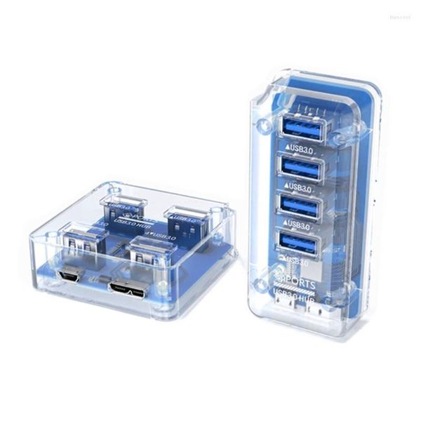 Hub USB C Transparent, extension à 4 ports, avec alimentation, USB3.0, 5Gbps, Transmission haute vitesse, adaptateur OTG