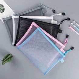 Transparant zichtbaar nylon netje make-up cosmetische opbergtas school kantoor bestand rits tas student potlood testpapier organisator